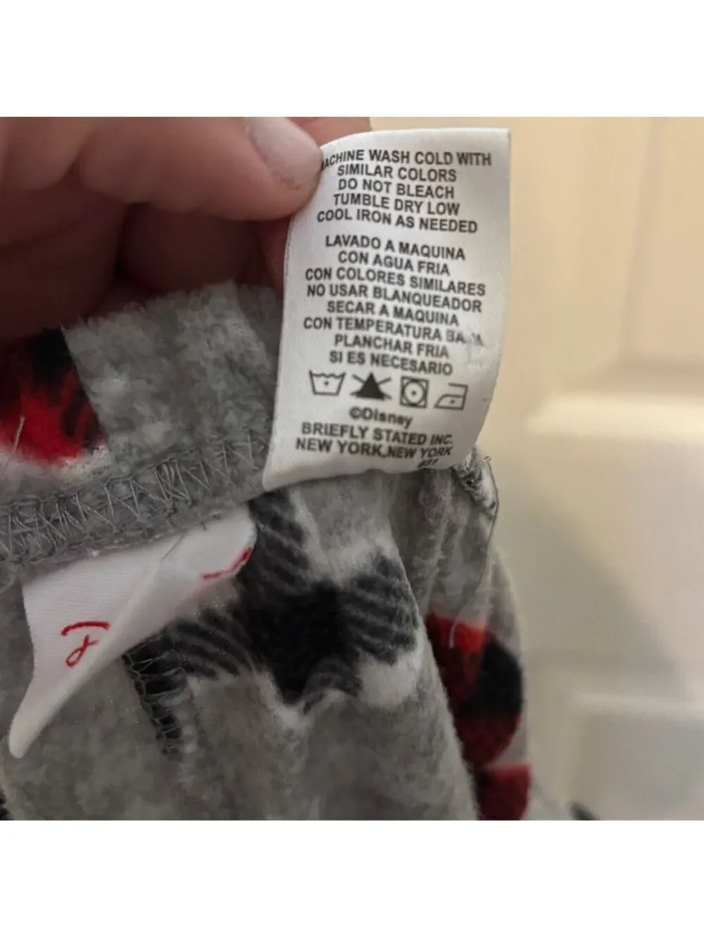 Disney Mickey Mouse Grey Buffalo Plaid Fleece Pajama Pants Large